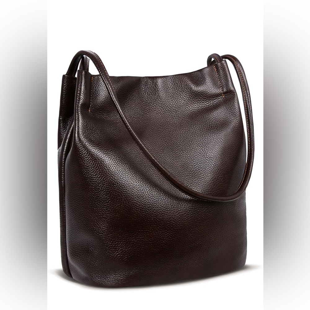 DARK BROWN Genuine Leather HOBO BUCKET Tote Shoulder Bag for Women NEW